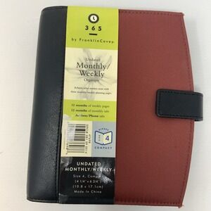 Franklin Covey 365 6-Ring Monthly Weekly Organizer Planner Rust‎ Black Canvass